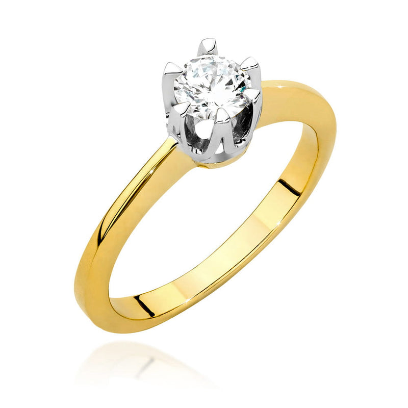 Inel Aur 14K cu Diamant Natural 0.50 ct — Aur galben