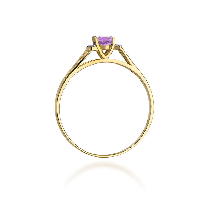 Inel Aur 14K cu Ametist 0.40 ct si Diamante Naturale 0.05 ct, imaginea 3 din 9