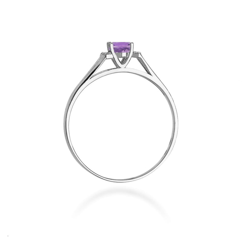 Inel Aur 14K cu Ametist 0.40 ct si Diamante Naturale 0.05 ct, imaginea 8 din 9