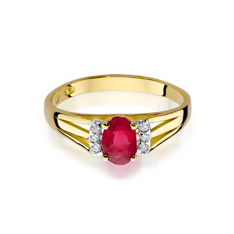 Inel Aur 14K cu Granat 0.50 ct si Diamante Naturale 0.05 ct, imaginea 2 din 12