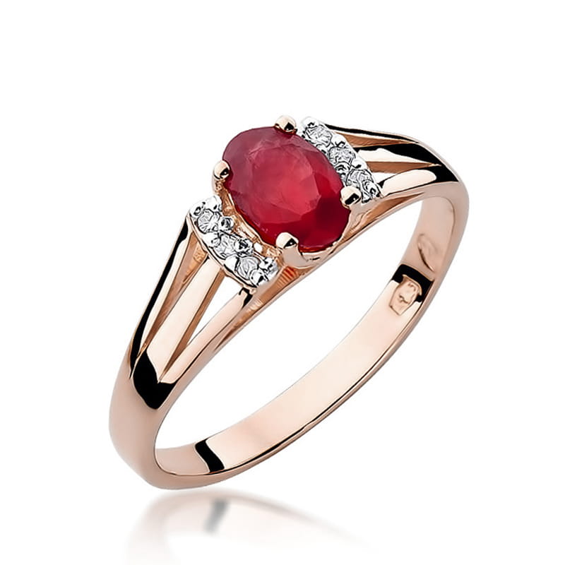 Inel Aur 14K cu Granat 0.50 ct si Diamante Naturale 0.05 ct, imaginea 5 din 12