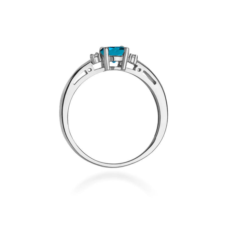 Inel Aur 14K cu Topaz London Blue 0.50 ct si Diamante Naturale 0.03 ct, imaginea 6 din 10