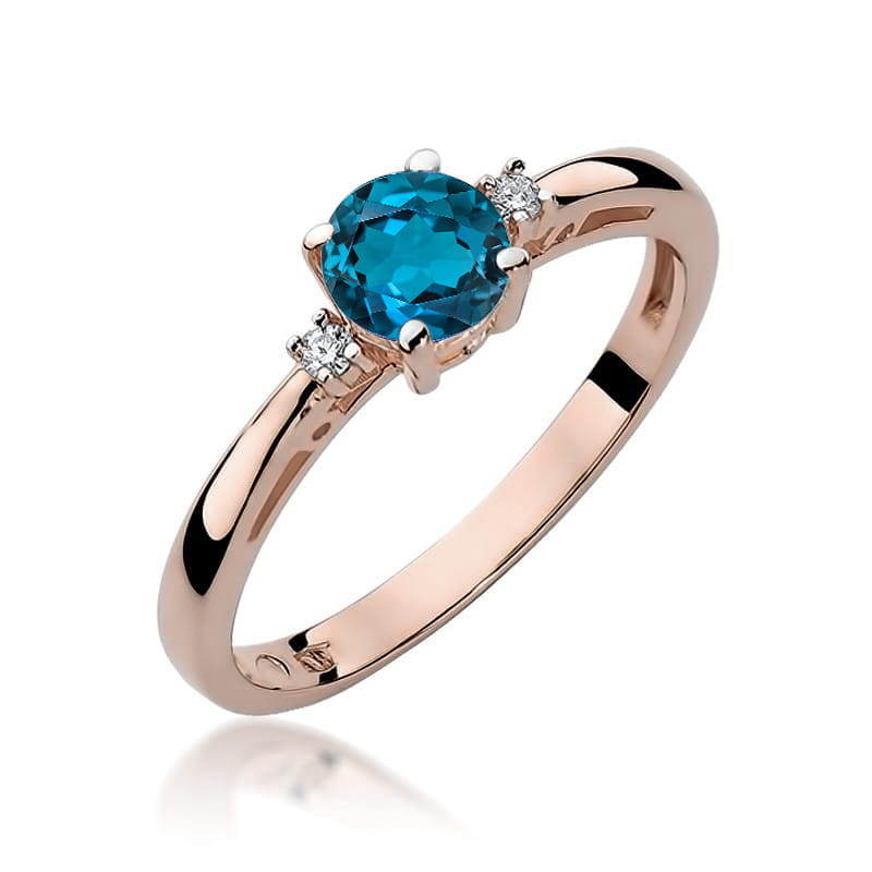 Inel Aur 14K cu Topaz London Blue 0.50 ct si Diamante Naturale 0.03 ct, imaginea 8 din 10