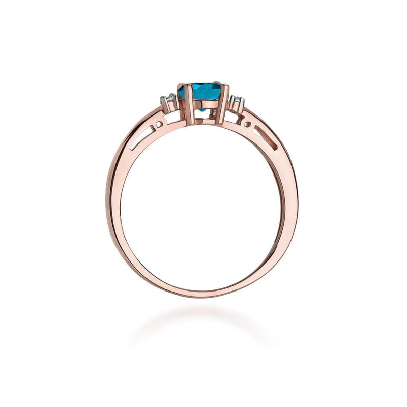 Inel Aur 14K cu Topaz London Blue 0.50 ct si Diamante Naturale 0.03 ct, imaginea 9 din 10