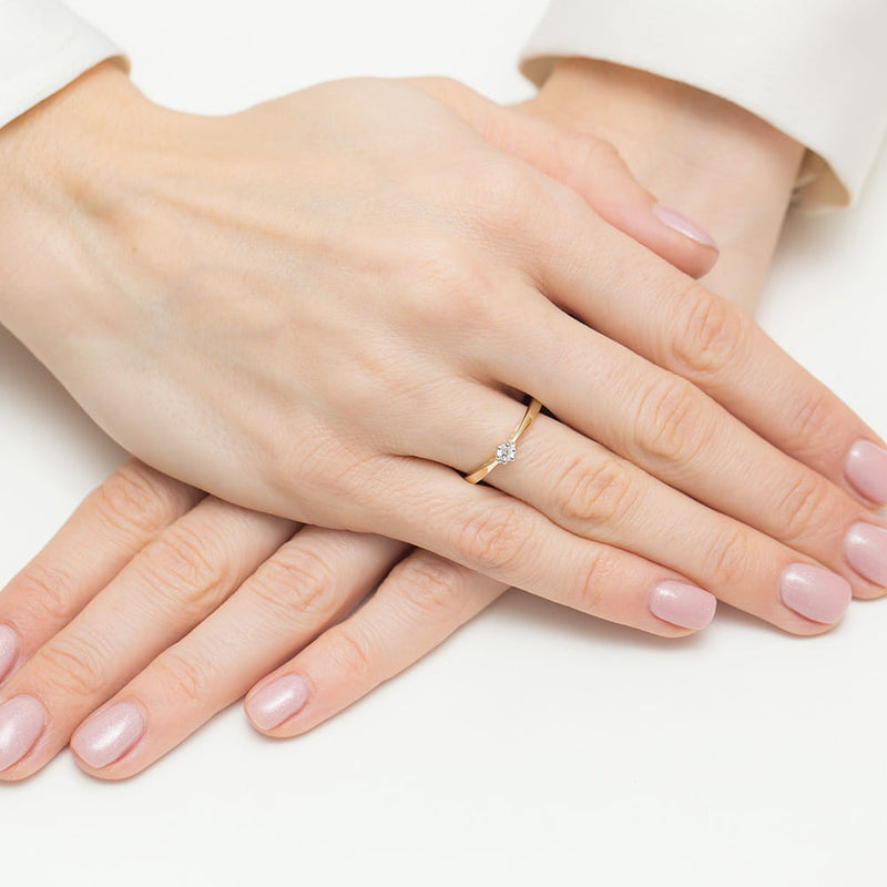 Inel Aur 14K cu Diamant Natural 0.08 ct, imaginea 4 din 12