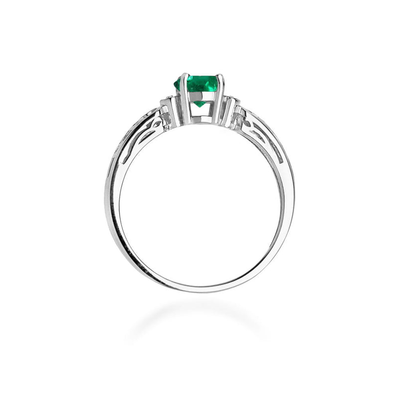Inel Aur 14K cu Smarald 0.50 ct si Diamante Naturale 0.02 ct, imaginea 11 din 12