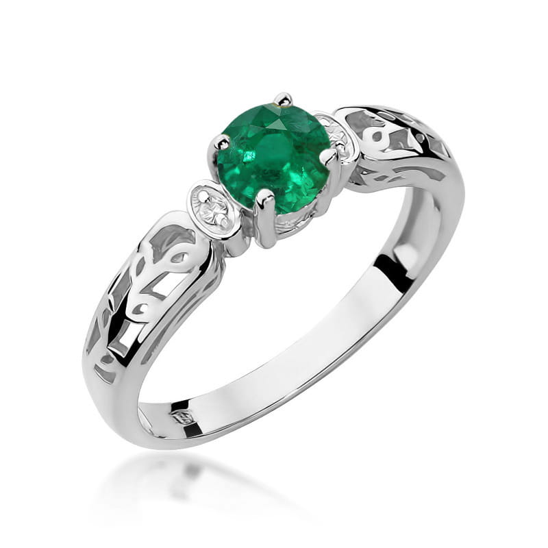 Inel Aur 14K cu Smarald 0.50 ct si Diamante Naturale 0.02 ct, imaginea 9 din 12
