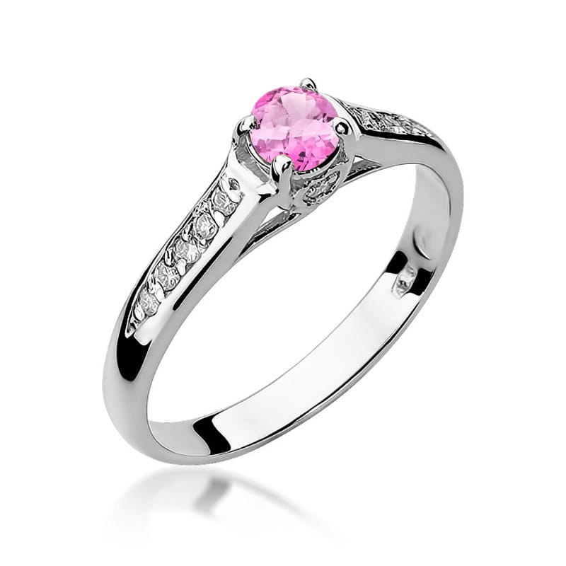 Inel Aur 14K cu Topaz Roz 0.30 ct si Diamante Naturale 0.10 ct, imaginea 6 din 6