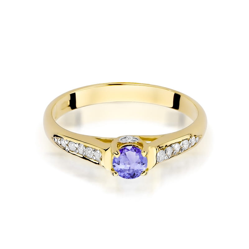 Inel Aur 14K cu Tanzanit 0.35 ct si Diamante Naturale 0.10 ct, imaginea 2 din 10