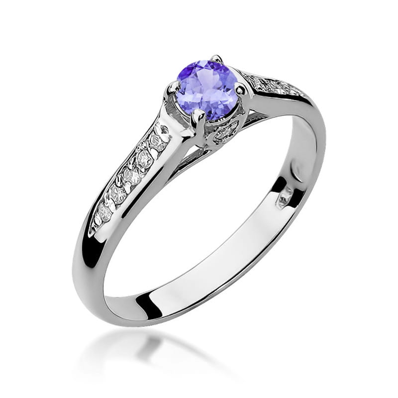 Inel Aur 14K cu Tanzanit 0.35 ct si Diamante Naturale 0.10 ct, imaginea 5 din 10