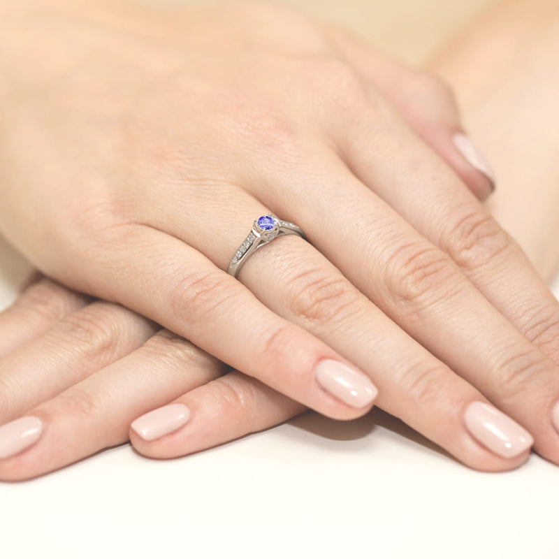 Inel Aur 14K cu Tanzanit 0.35 ct si Diamante Naturale 0.10 ct, imaginea 7 din 10