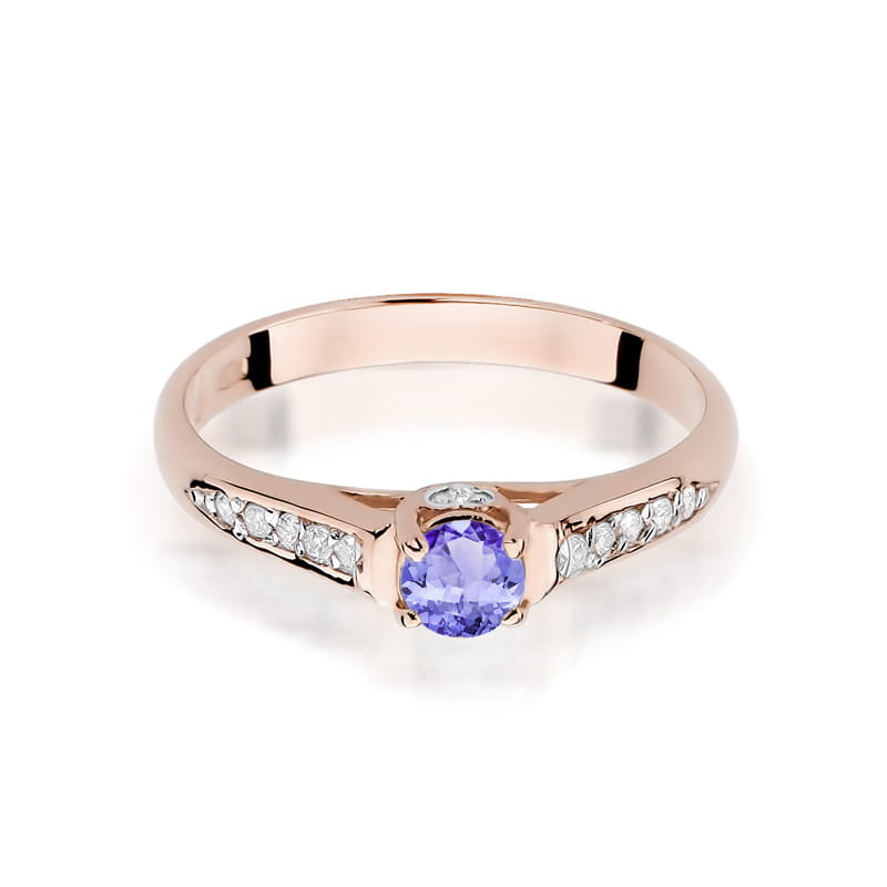 Inel Aur 14K cu Tanzanit 0.35 ct si Diamante Naturale 0.10 ct, imaginea 9 din 10