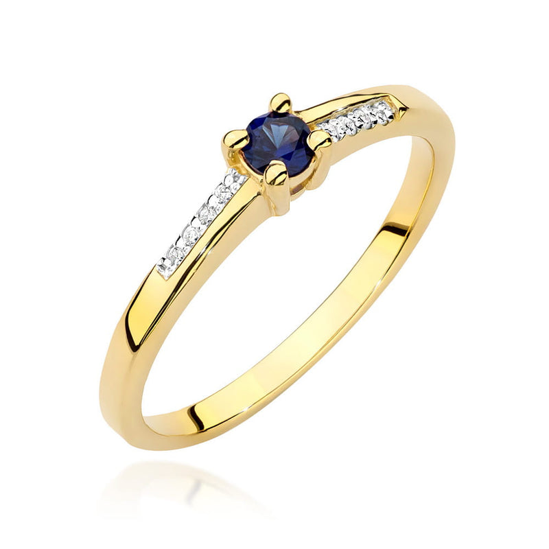 Inel Aur 14K cu Safir 0.15 ct si Diamante Naturale 0.04 ct — Aur galben