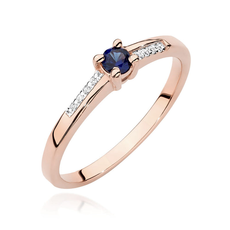 Inel Aur 14K cu Safir 0.15 ct si Diamante Naturale 0.04 ct, imaginea 8 din 10