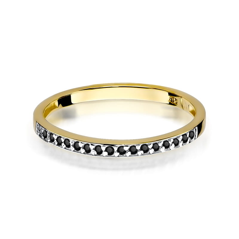 Inel Aur 14K cu Diamante Naturale Negre 0.09 ct, imaginea 2 din 11