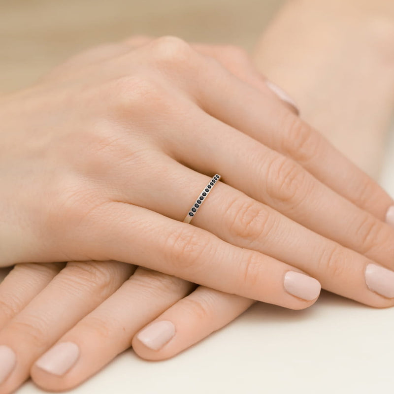Inel Aur 14K cu Diamante Naturale Negre 0.09 ct, imaginea 7 din 11