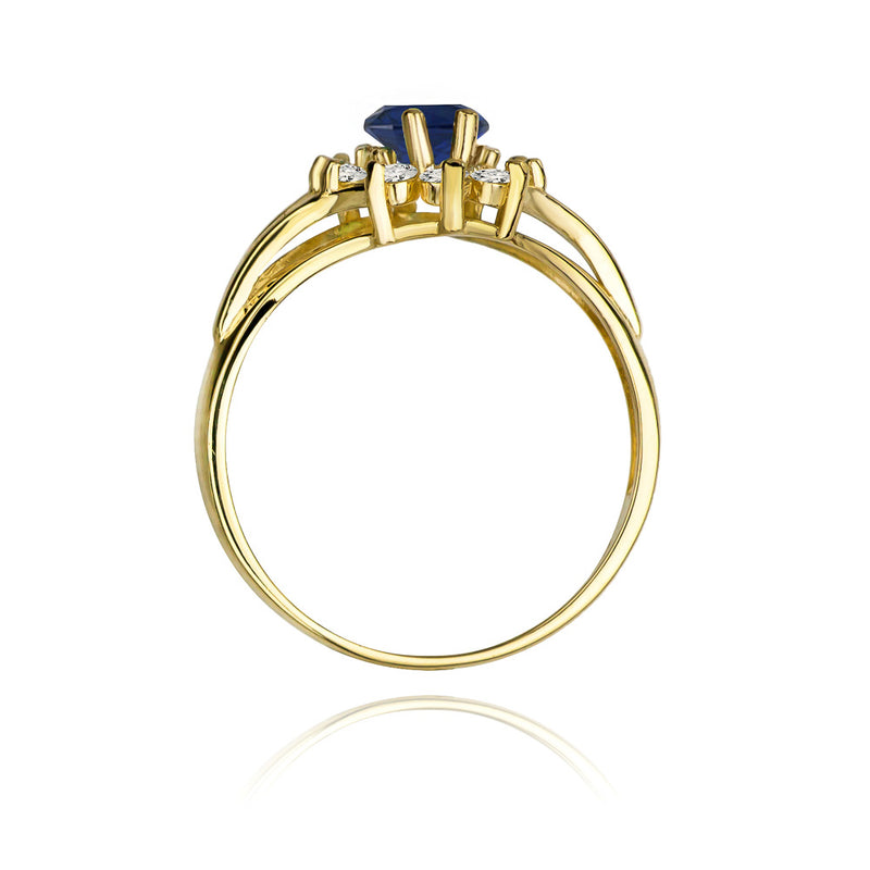 Inel Aur 14K cu Safir 0.90 ct si Diamante Naturale 0.30 ct, imaginea 3 din 10