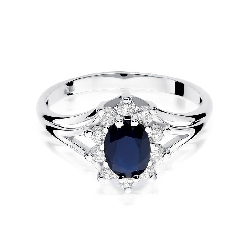 Inel Aur 14K cu Safir 0.90 ct si Diamante Naturale 0.30 ct, imaginea 6 din 10
