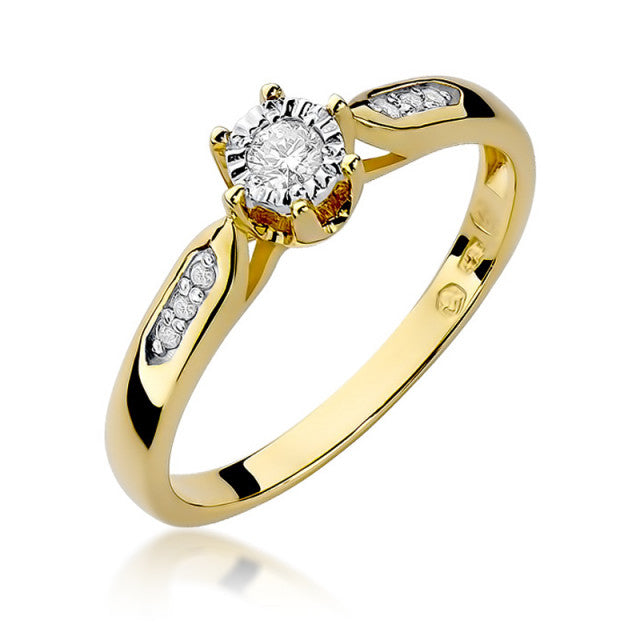 Inel Aur 14K cu Diamante Naturale 0.13 ct — Aur galben