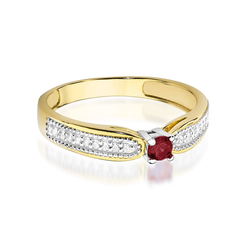 Inel Aur 14K cu Rubin 0.15 ct si Diamante Naturale 0.09 ct, imaginea 2 din 12