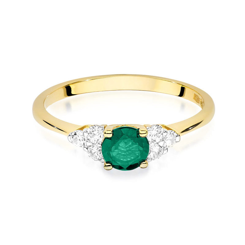 Inel Aur 14K cu Smarald 0.50 ct si Diamante Naturale 0.18 ct, imaginea 3 din 10