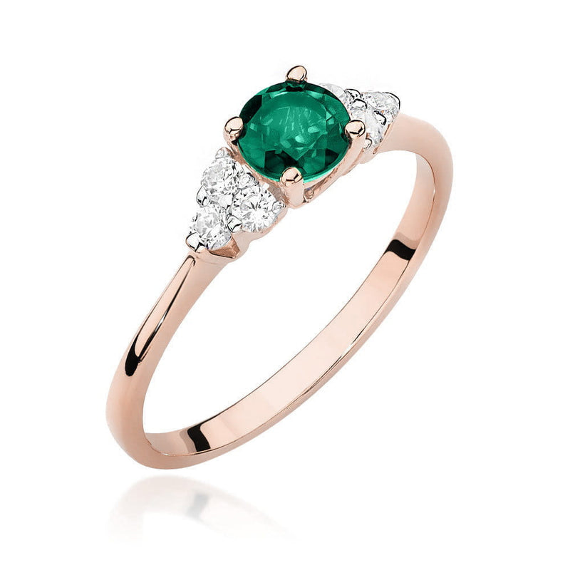 Inel Aur 14K cu Smarald 0.50 ct si Diamante Naturale 0.18 ct, imaginea 8 din 10