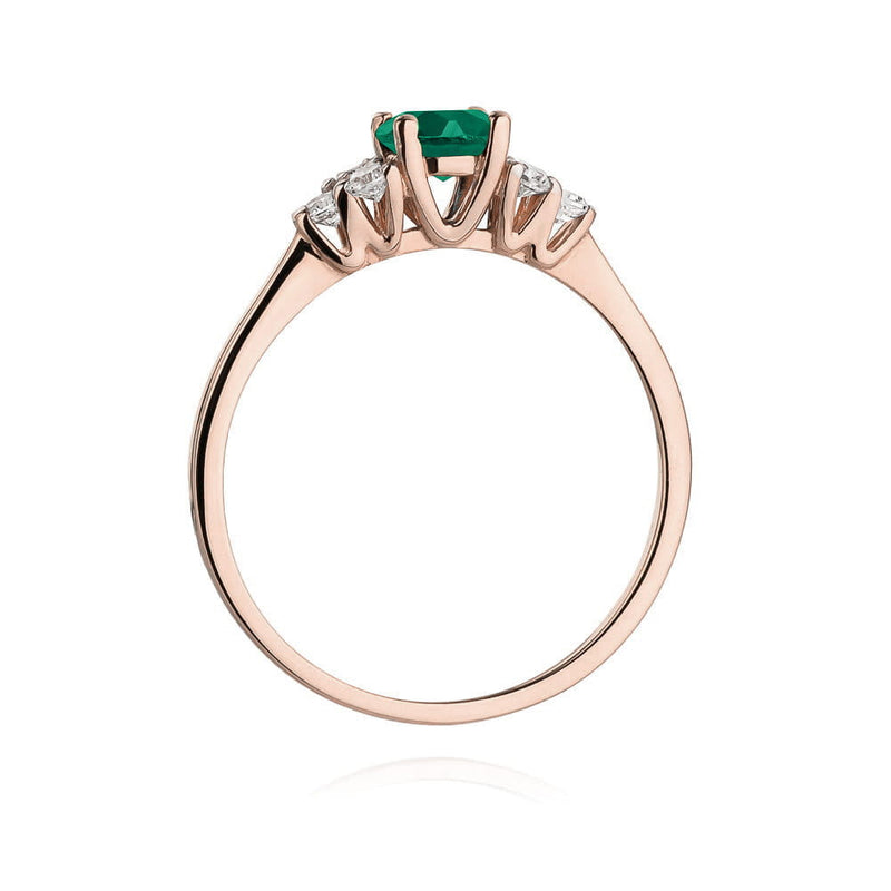 Inel Aur 14K cu Smarald 0.50 ct si Diamante Naturale 0.18 ct, imaginea 10 din 10