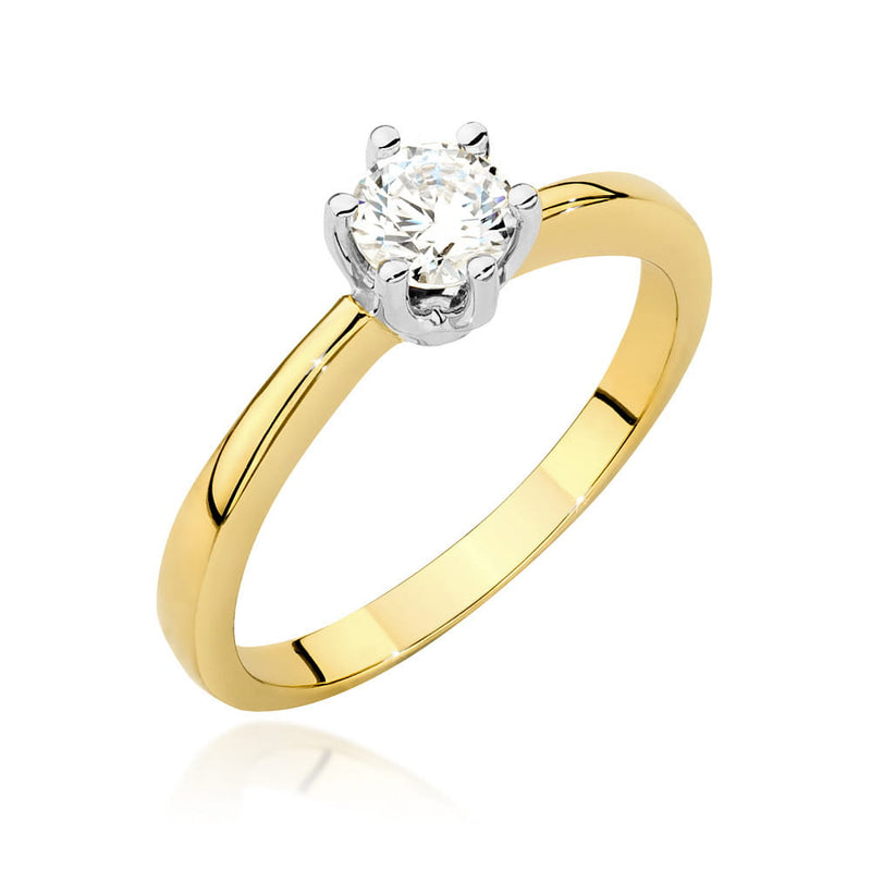 Inel Aur 14K cu Diamant Natural 0.40 ct — Aur galben