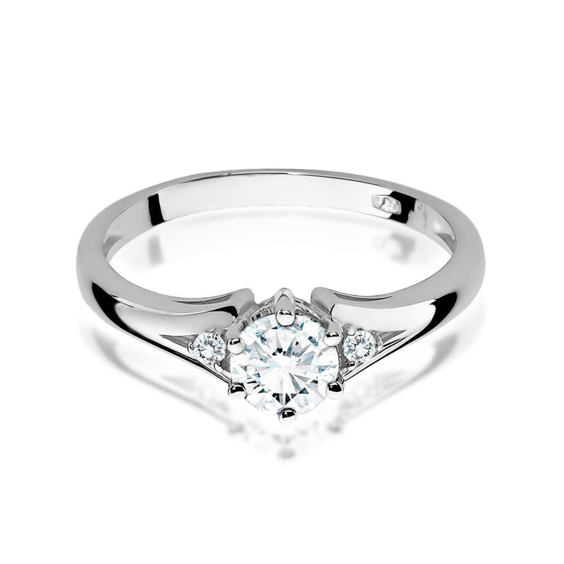 Inel Aur 14K cu White Sapphire 0.60 ct si Diamante Naturale 0.03 ct, imaginea 5 din 11