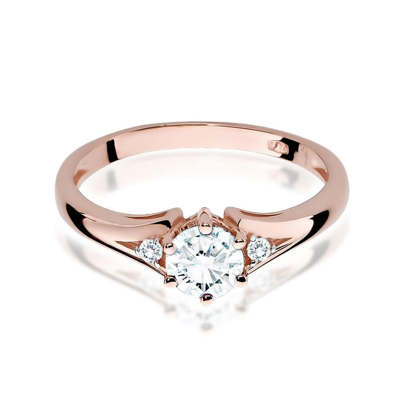 Inel Aur 14K cu White Sapphire 0.60 ct si Diamante Naturale 0.03 ct, imaginea 9 din 11