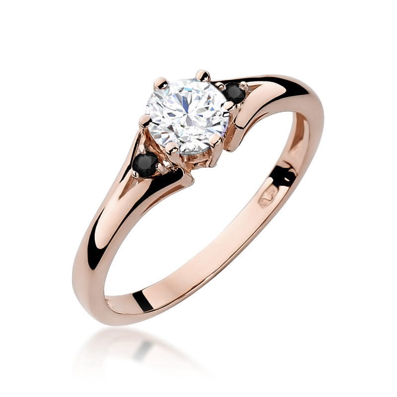 Inel Aur 14K cu White Sapphire 0.60 ct si Diamante Naturale Negre 0.03 ct, imaginea 6 din 7