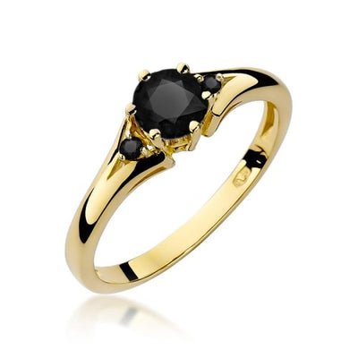 Inel Aur 14K cu Diamante Naturale Negre 0.53 ct
