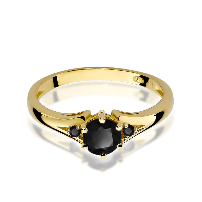Inel Aur 14K cu Diamante Naturale Negre 0.53 ct, imaginea 2 din 8