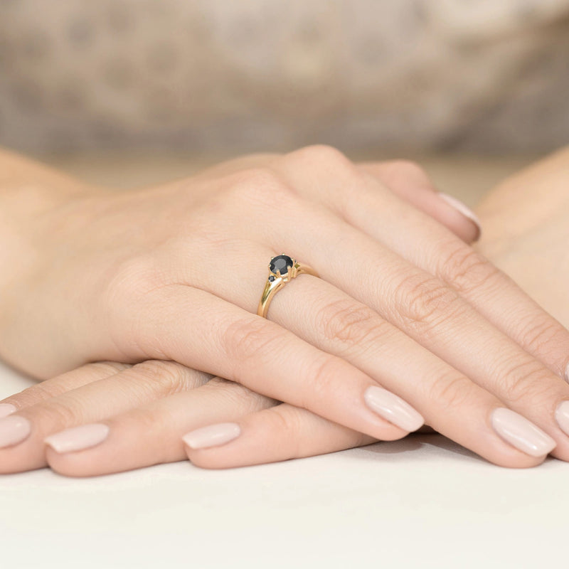 Inel Aur 14K cu Diamante Naturale Negre 0.53 ct, imaginea 3 din 8
