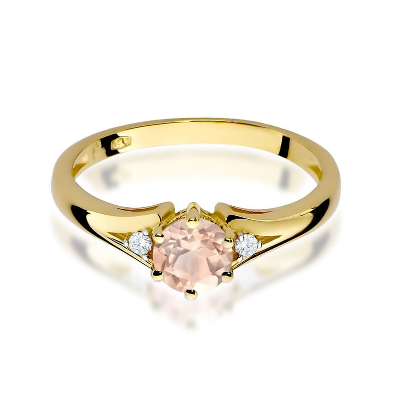 Inel Aur 14K cu Morganit 0.40 ct si Diamante Naturale 0.03 ct, imaginea 2 din 9