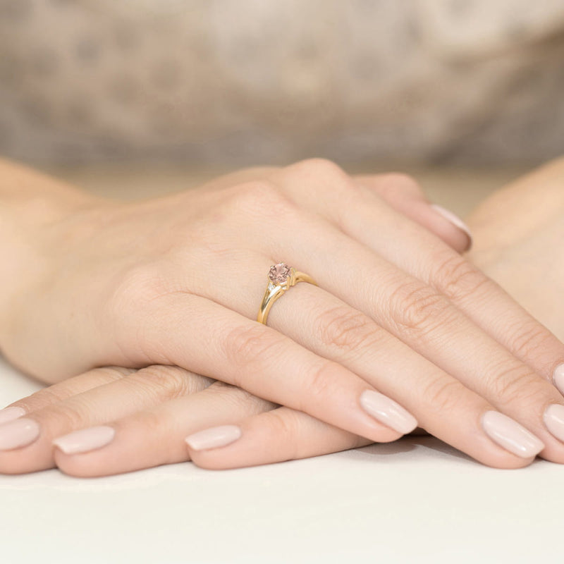 Inel Aur 14K cu Morganit 0.40 ct si Diamante Naturale 0.03 ct, imaginea 3 din 9