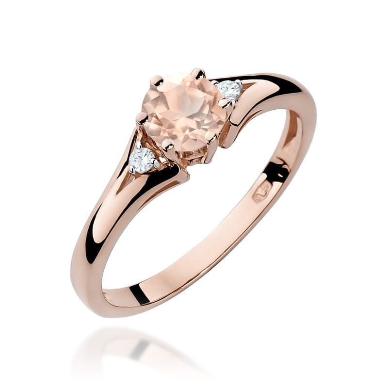 Inel Aur 14K cu Morganit 0.40 ct si Diamante Naturale 0.03 ct, imaginea 7 din 9