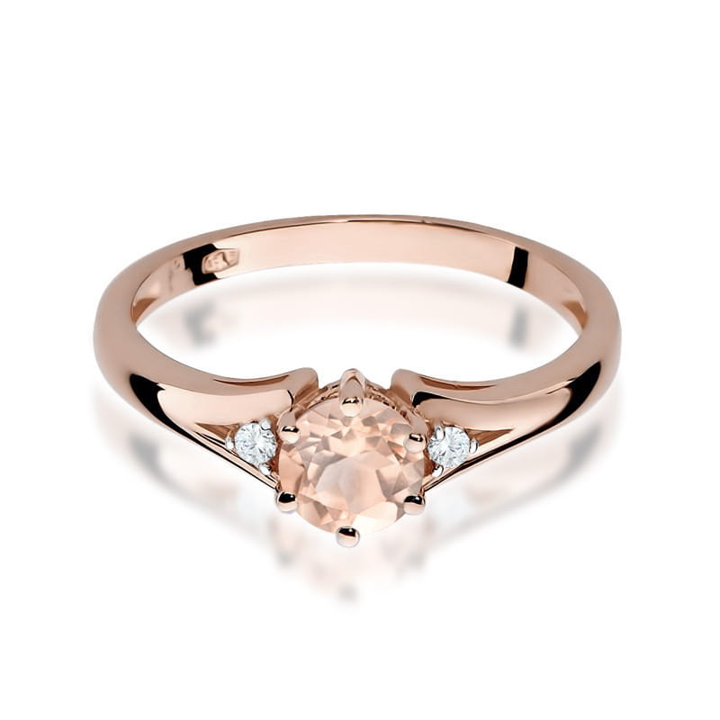 Inel Aur 14K cu Morganit 0.40 ct si Diamante Naturale 0.03 ct, imaginea 8 din 9