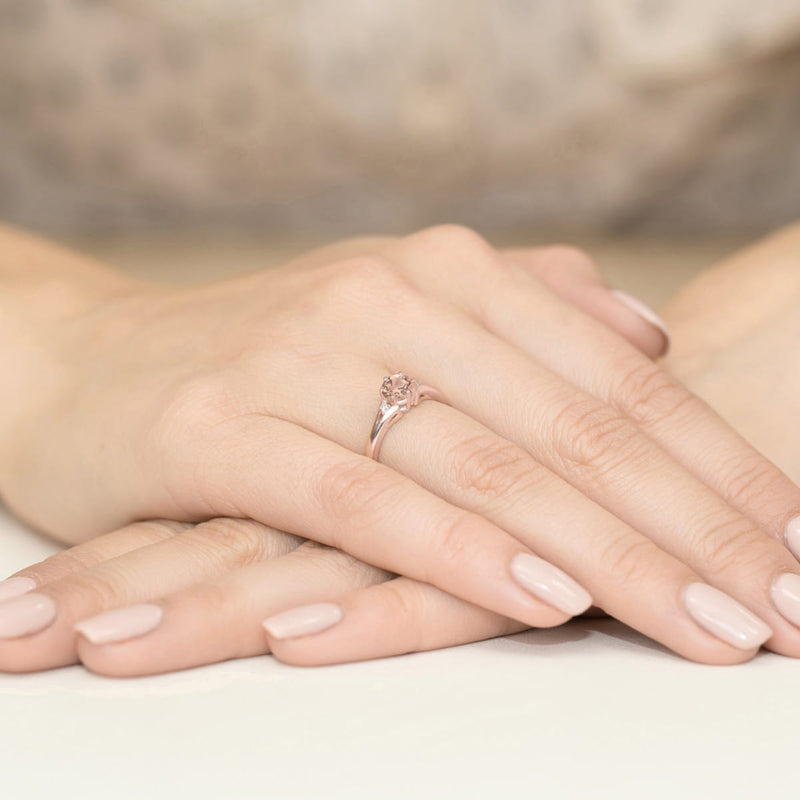 Inel Aur 14K cu Morganit 0.40 ct si Diamante Naturale 0.03 ct, imaginea 9 din 9