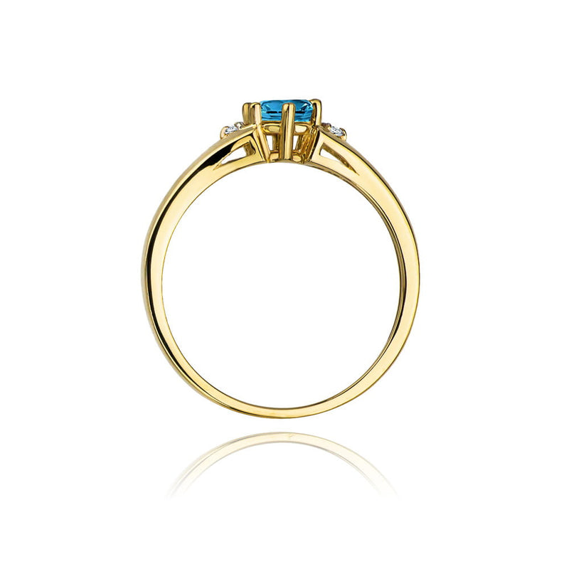 Inel Aur 14K cu Topaz London Blue 0.50 ct si Diamante Naturale 0.03 ct, imaginea 3 din 9