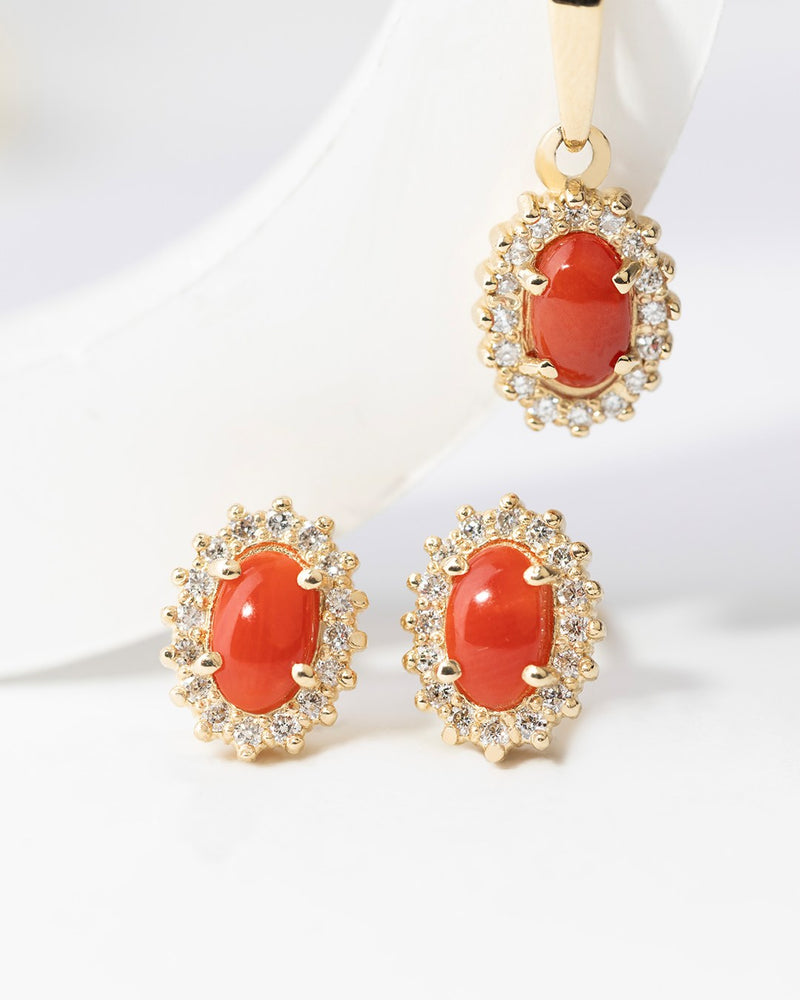 Inel Aur 14K cu Coral 0.20 ct si Diamante Naturale 0.08 ct, imaginea 11 din 11