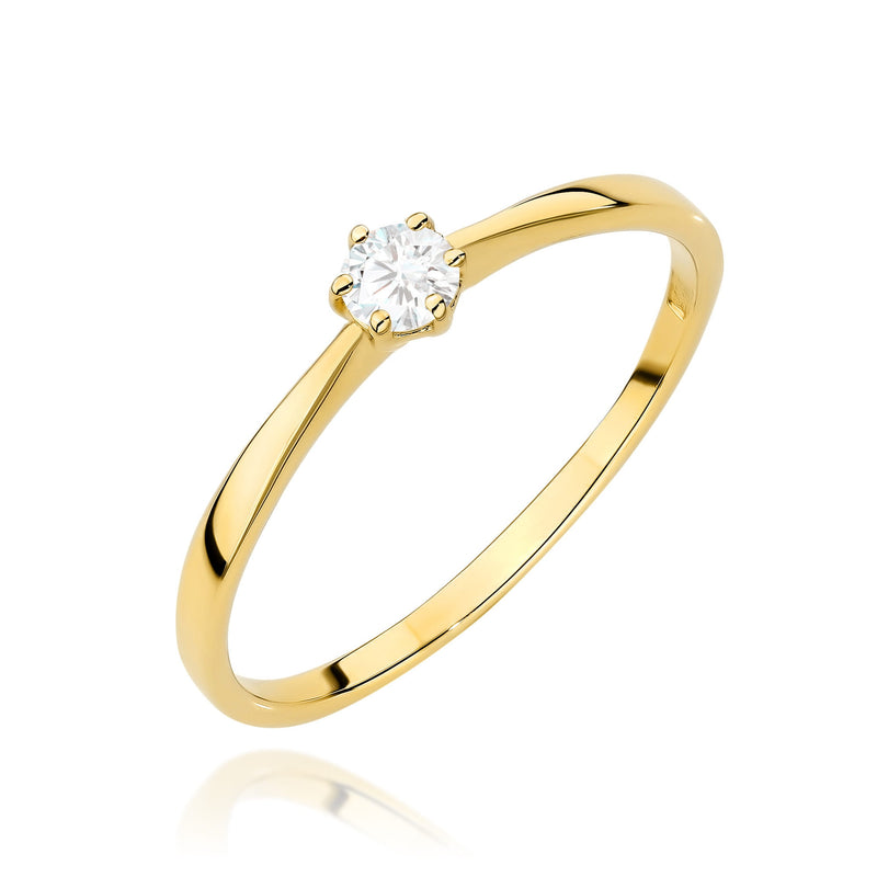 Inel Aur 14K cu Diamant Natural 0.15 ct — Aur galben