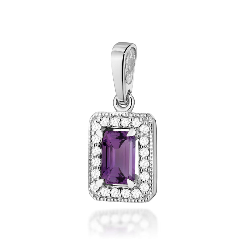 Pandantiv Aur 14K cu Ametist 0.50 ct si Diamante Naturale 0.10 ct, imaginea 3 din 4