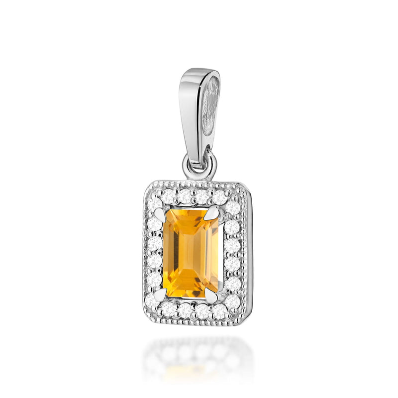 Pandantiv Aur 14K cu Citrin 0.60 ct si Diamante Naturale 0.10 ct, imaginea 2 din 5