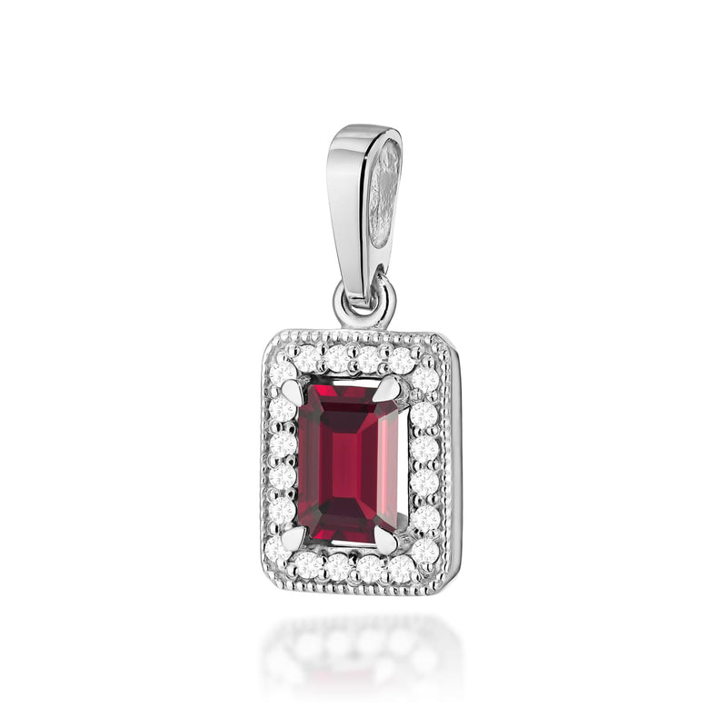 Pandantiv Aur 14K cu Granat 0.70 ct si Diamante Naturale 0.10 ct, imaginea 3 din 5