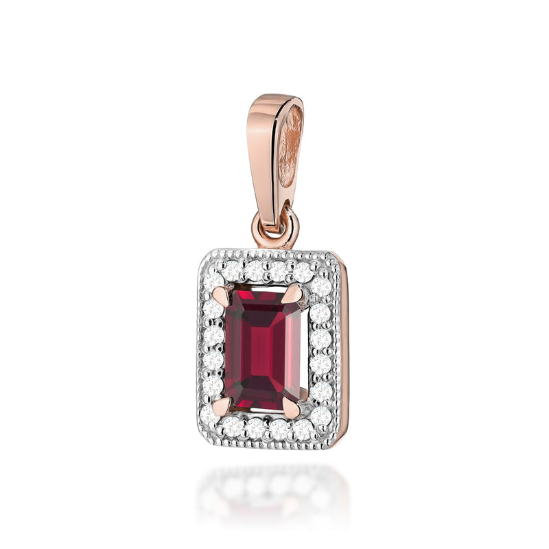 Pandantiv Aur 14K cu Granat 0.70 ct si Diamante Naturale 0.10 ct, imaginea 5 din 5