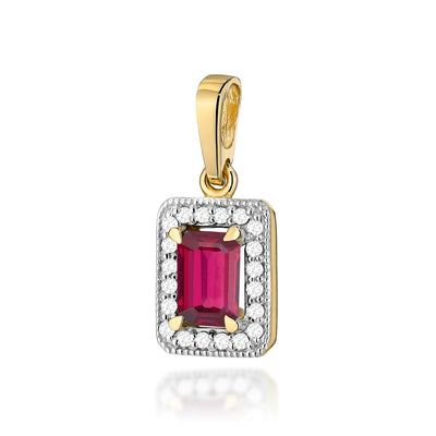 Pandantiv Aur 14K cu Rubin 0.80 ct si Diamante Naturale 0.10 ct