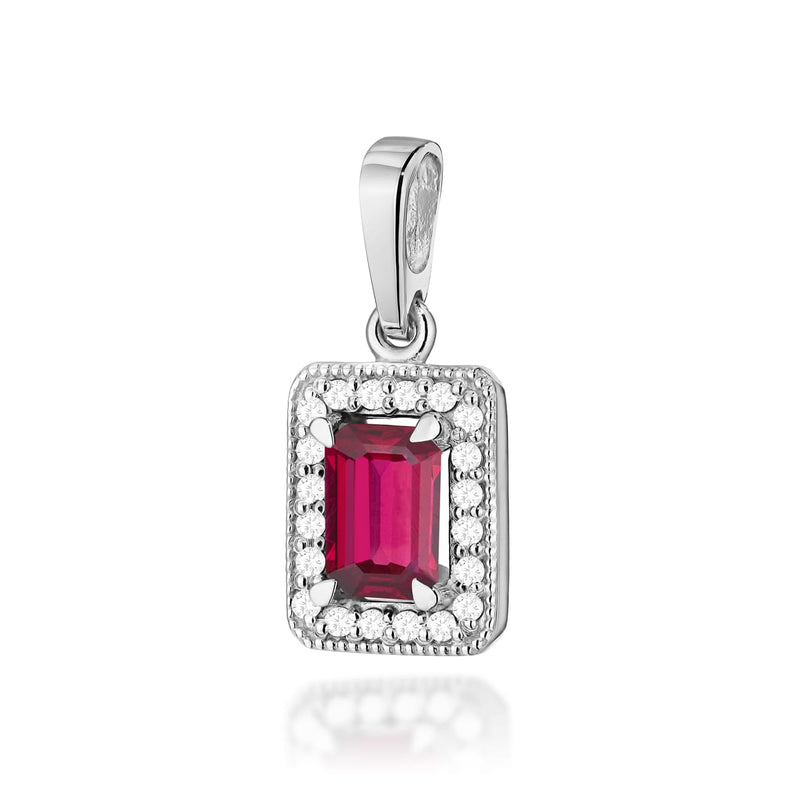 Pandantiv Aur 14K cu Rubin 0.80 ct si Diamante Naturale 0.10 ct, imaginea 5 din 6