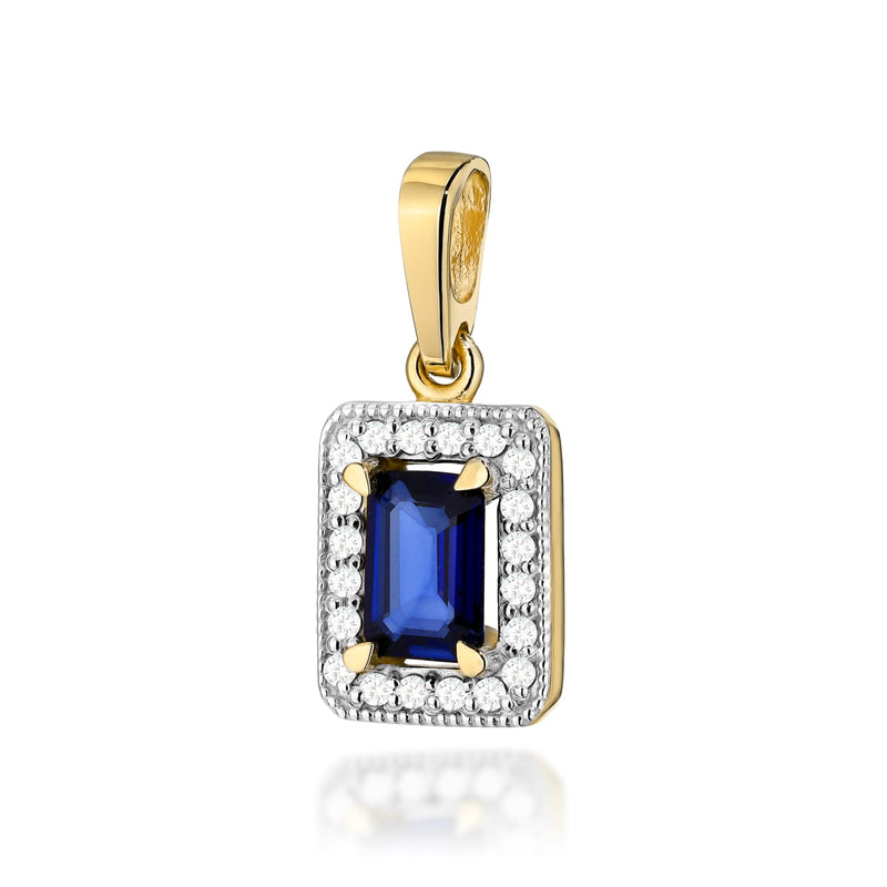 Pandantiv Aur 14K cu Safir 0.60 ct si Diamante Naturale 0.10 ct — Aur galben