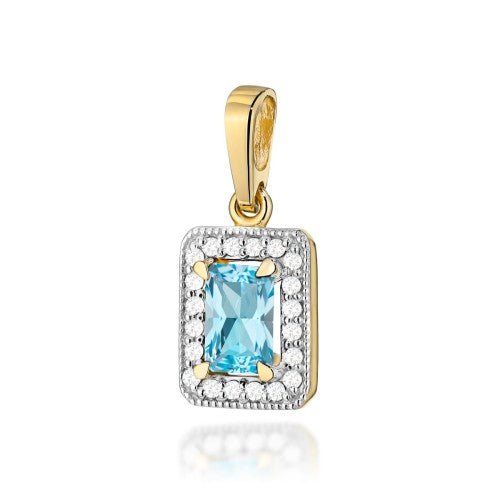 Pandantiv Aur 14K cu Topaz Swiss 0.65 ct si Diamante Naturale 0.10 ct — Aur galben
